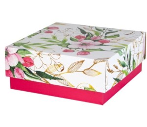 pudełko 200x200x85mm Kwiaty Różowe
