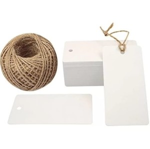 BIAŁE kartonowe zawieszki - etykiety prostokąt 20szt