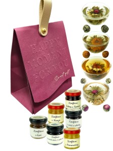 Herbata ROZKWITAJĄCA 4szt z DODATKIEM konfitury Box prezentowy