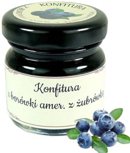 KONFITURA z BORÓWKI AMER. z ŻUBRÓWKĄ 40g konfitura do HERBATY na prezent