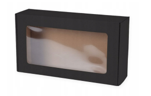 Pudełko z OKIENKIEM CZARNE 350x200x100mm Pudełko na Prezent z Okienkiem