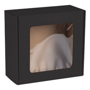 Pudełko Prezentowe Czarne 200x200x100mm Pudełko z okienkiem na Prezent 1szt