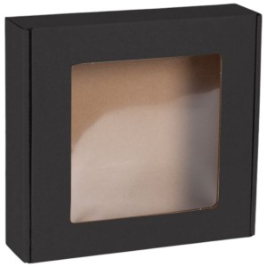 CZARNE Pudełko z OKIENKIEM 200x200x50mm